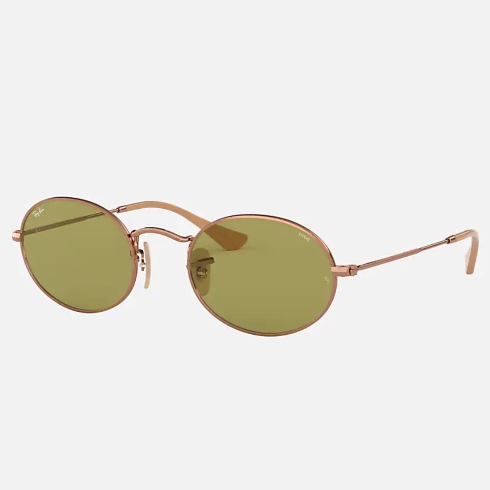 Ray-Ban Copper/Green Unisex Oval Sunglasses RB3547-N